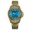 Men's Luminous Calendar Retro Carved Art Watch Metal Mineral Strengthened Glass Round Dial