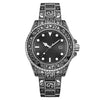 Men's Luminous Calendar Retro Carved Art Watch Metal Mineral Strengthened Glass Round Dial