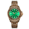Men's Luminous Calendar Retro Carved Art Watch Metal Mineral Strengthened Glass Round Dial
