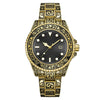 Men's Luminous Calendar Retro Carved Art Watch Metal Mineral Strengthened Glass Round Dial