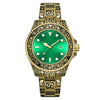 Men's Luminous Calendar Retro Carved Art Watch Metal Mineral Strengthened Glass Round Dial
