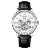 Men's Luxury Automatic Mechanical Watch With Alloy Case Genuine Leather Strap And Mineral Strengthened Glass Mirror