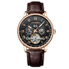 Men's Luxury Automatic Mechanical Watch With Alloy Case Genuine Leather Strap And Mineral Strengthened Glass Mirror