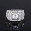 Men's Luxury Domineering Ring Copper Silver Plated With Simulated Zircon And Geometric Design