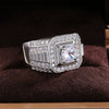 Men's Luxury Domineering Ring Copper Silver Plated With Simulated Zircon And Geometric Design