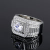 Men's Luxury Domineering Ring Copper Silver Plated With Simulated Zircon And Geometric Design