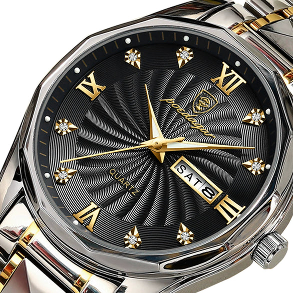 Men's Luxury Fashion Waterproof Luminous Quartz Watch Alloy Case Genuine Leather Strap Round Dial Mineral Reinforced Glass Mirror