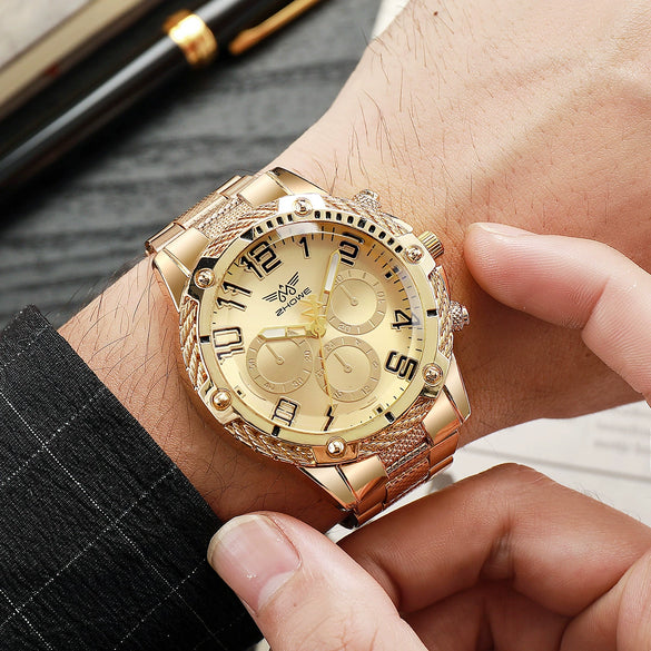 Men's Luxury Leisure Alloy Quartz Watch With Round Dial