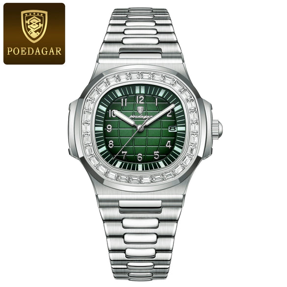 Men's Luxury Waterproof Luminous Quartz Watch Stainless Steel Alloy Square Dial Leisure Style