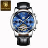 Men's Mechanical Alloy And Stainless Steel Waterproof Luminous Multifunction Leisure Watch With Through Bottom And Spiral Crown