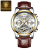Men's Mechanical Alloy And Stainless Steel Waterproof Luminous Multifunction Leisure Watch With Through Bottom And Spiral Crown