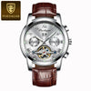Men's Mechanical Alloy And Stainless Steel Waterproof Luminous Multifunction Leisure Watch With Through Bottom And Spiral Crown