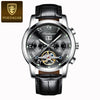 Men's Mechanical Alloy And Stainless Steel Waterproof Luminous Multifunction Leisure Watch With Through Bottom And Spiral Crown