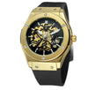 Men's Mechanical Watch Alloy Case Rubber Strap Stainless Steel Pin Buckle Round Dial Transparent Bottom Fashionable Casual