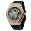 Men's Mechanical Watch Alloy Case Rubber Strap Stainless Steel Pin Buckle Round Dial Transparent Bottom Fashionable Casual