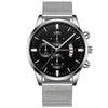 Men's Mesh Strap Quartz Calendar Watch Alloy Case Rose Gold Buckle Round Dial Leisure Style