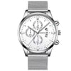 Men's Mesh Strap Quartz Calendar Watch Alloy Case Rose Gold Buckle Round Dial Leisure Style