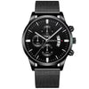 Men's Mesh Strap Quartz Calendar Watch Alloy Case Rose Gold Buckle Round Dial Leisure Style