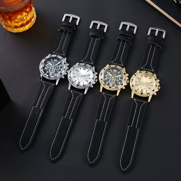 Men's Metal Alloy Stainless Steel Fashion Business Round Digital Quartz Wrist Watch