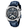 Men's Metal And Genuine Leather Fashion Sports Multifunction Chronograph Calendar Quartz Watch With Round Dial