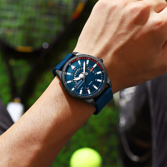 Men's Metal And Plastic Leisure Sports Watch With Round Dial And Quartz Movement