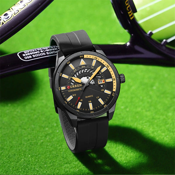 Men's Metal And Plastic Leisure Sports Watch With Round Dial And Quartz Movement