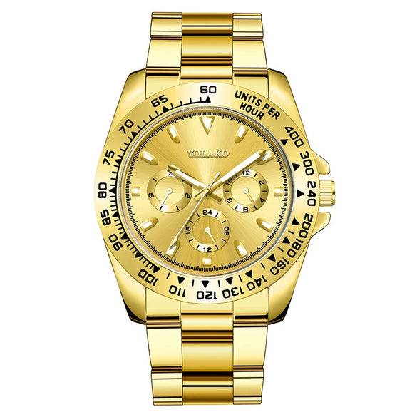 Men's Metal And Stainless Steel Band Fashion Round Dial Luminous Quartz Watch