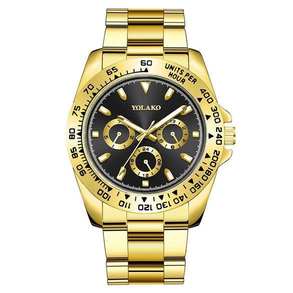 Men's Metal And Stainless Steel Band Fashion Round Dial Luminous Quartz Watch