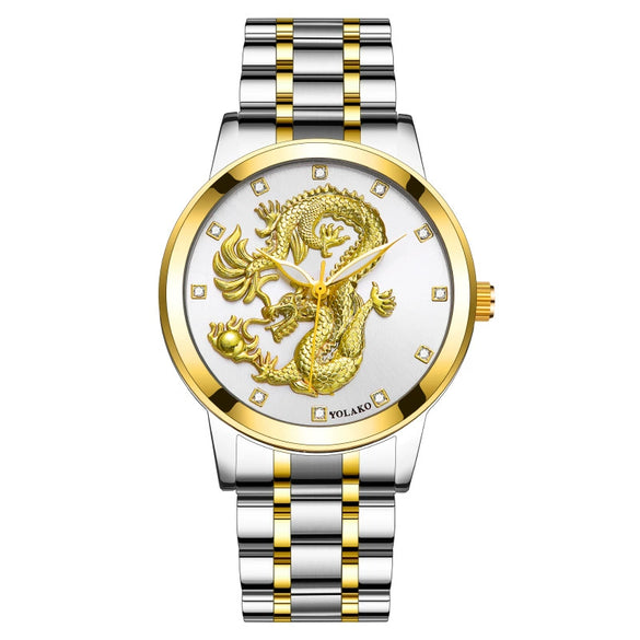Men's Metal Band Quartz Watch Round Dial Waterproof Fashion Style