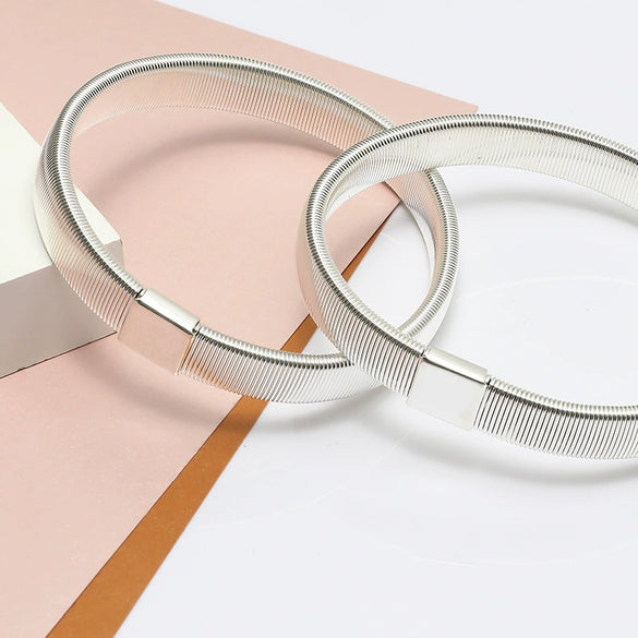 Men's Metal Elastic Arm Ring Bracelet Geometric Electroplated