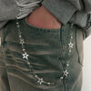 Men's Metal Fivepointed Star Round Bead Stitching Hiphop Cowboy Pants Chain Waist Chain