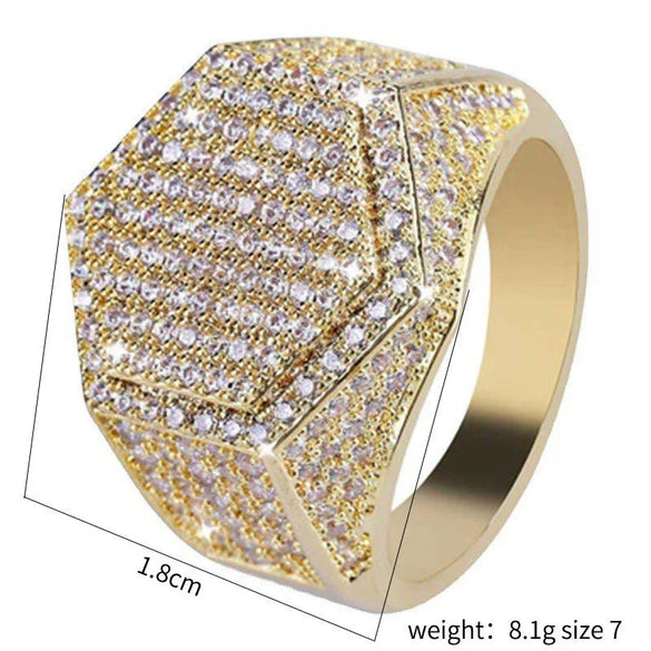 Men's Metal Geometric Masonic Totem Ring Electroplated