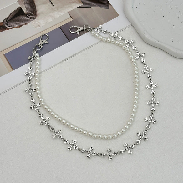 Men's Metal Handmade Hiphop Niche Waist Chain With Cross Crown Roman Numerals Pattern