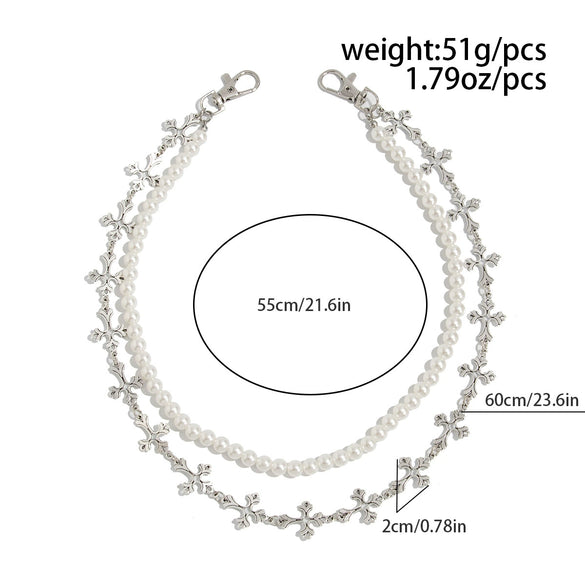 Men's Metal Handmade Hiphop Niche Waist Chain With Cross Crown Roman Numerals Pattern