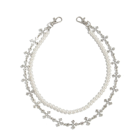 Men's Metal Handmade Hiphop Niche Waist Chain With Cross Crown Roman Numerals Pattern