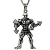 Men's Metal Jewelry Fitness Pendant With Cartoon Characters And Electroplating Treatment On Pearl Chain