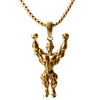 Men's Metal Jewelry Fitness Pendant With Cartoon Characters And Electroplating Treatment On Pearl Chain