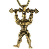 Men's Metal Jewelry Fitness Pendant With Cartoon Characters And Electroplating Treatment On Pearl Chain