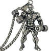 Men's Metal Jewelry Fitness Pendant With Cartoon Characters And Electroplating Treatment On Pearl Chain