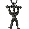 Men's Metal Jewelry Fitness Pendant With Cartoon Characters And Electroplating Treatment On Pearl Chain
