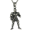 Men's Metal Jewelry Fitness Pendant With Cartoon Characters And Electroplating Treatment On Pearl Chain