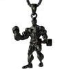 Men's Metal Jewelry Fitness Pendant With Cartoon Characters And Electroplating Treatment On Pearl Chain