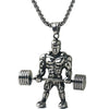 Men's Metal Jewelry Fitness Pendant With Cartoon Characters And Electroplating Treatment On Pearl Chain