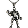 Men's Metal Jewelry Fitness Pendant With Cartoon Characters And Electroplating Treatment On Pearl Chain