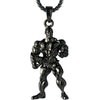 Men's Metal Jewelry Fitness Pendant With Cartoon Characters And Electroplating Treatment On Pearl Chain