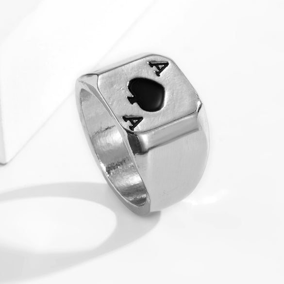 Men's Metal Letter Ring Retro Style Dripping Oil Process