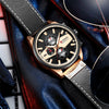 Men's Metal Waterproof Leisure Watch With Round Dial And Imitation Leather Strap