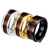 Men¡¯s Minimalist Geometric Tungsten Steel Ring With Wood Grain Design And 18K Gold Tone Electroplated Finish