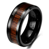 Men¡¯s Minimalist Geometric Tungsten Steel Ring With Wood Grain Design And 18K Gold Tone Electroplated Finish