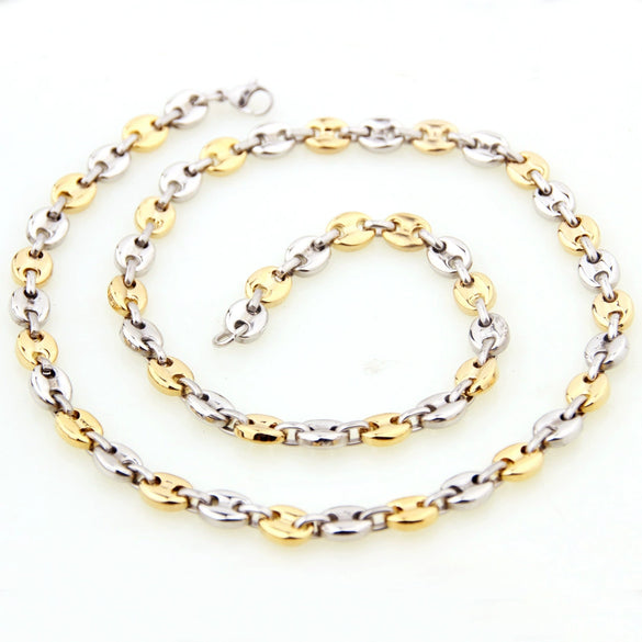 Men's Minimalist Titanium Steel Hiphop Coffee Bean Pig Nose Chain Necklace With Polishing Treatment